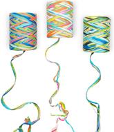 🎨 colorful raffia ribbon: 3 rolls of 6-ply colored paper string, 80 m/262 feet each - perfect for festival gifts, diy decoration, and craft projects logo