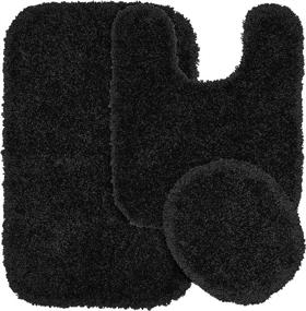 img 4 attached to 🛁 Black Serendipity Shaggy Nylon Bathroom Rug Set - Garland Rug 3-Piece, Washable