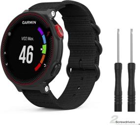 img 2 attached to ⌚ MoKo Premium Woven Nylon Watch Band - Compatible with Garmin Forerunner 235/220/230/620/630/735XT/Approach S20/S6/S5, Adjustable Replacement Strap with Double Ring - Black