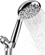 premium handheld shower head with high pressure spray, 5 ft stainless steel hose, 6 settings, adjustable/detachable mount & teflon tape included logo