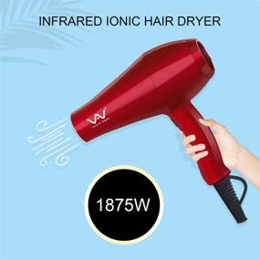 img 3 attached to 🔴 VAV 1875w Powerful Negative Ion Hair Dryer – Professional Ceramic Far Infrared Blow Dryer with Cool Shot Button and Concentrator – Red (red)