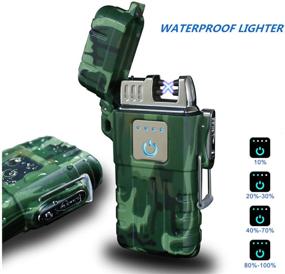 img 3 attached to Waterproof Outdoor Smart Fingerprint Sensor Lighter USB Rechargeable Pulse Plasma Lighter Twin Arc Plasma Lighter Ideal for Camping, Hiking, Travel, Gas Stove, BBQ