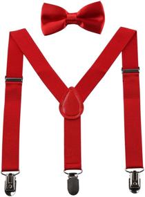 img 4 attached to 👧 Набор подтяжек и галстука GUCHOL для детей и мальчиков - Регулируемые эластичные классические аксессуары, с возрастом от 1 до 13 лет