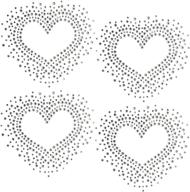 ❤️ valentine's day heart-shaped hotfix rhinestone transfers: set of 4 | iron on designs with clear bling | 3.5" x 3.5" each | includes sample star | rococo designs logo