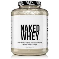 🥛 naked grass fed whey protein powder - 5 lb, unflavored, undenatured, no gmo, soy or gluten, no preservatives - promotes muscle growth & recovery - 76 servings - us farms logo