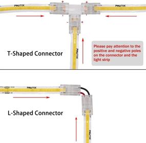 img 2 attached to 🔌 8mm COB LED Strip Lights Connectors - 2 Pin, 4pcs Transparent Gapless Connectors, 4pcs Dual End, 1pc Single to DC Female Plug 7.9in Extension Wire, 2pcs L-Shaped Connectors, 1pc T-Shaped Connector