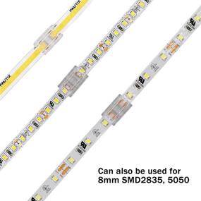 img 1 attached to 🔌 8mm COB LED Strip Lights Connectors - 2 Pin, 4pcs Transparent Gapless Connectors, 4pcs Dual End, 1pc Single to DC Female Plug 7.9in Extension Wire, 2pcs L-Shaped Connectors, 1pc T-Shaped Connector