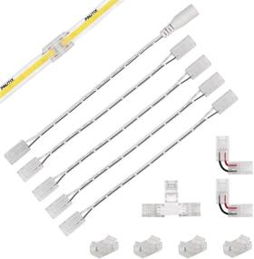 img 4 attached to 🔌 8mm COB LED Strip Lights Connectors - 2 Pin, 4pcs Transparent Gapless Connectors, 4pcs Dual End, 1pc Single to DC Female Plug 7.9in Extension Wire, 2pcs L-Shaped Connectors, 1pc T-Shaped Connector