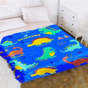 img 3 attached to WISH TREE Dinosaur Blanket: 50x60 Inch Soft Fleece Throw for Boys with Dino Print - Perfect Bed, Sofa, Couch Cover - Ideal Dinosaur Room Decor and Birthday Gift