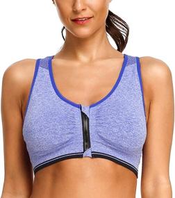 img 4 attached to Ultimate Comfort and Support: nine bull Women's Zip Front Sports Bra - Wirefree Racerback Yoga Sports Bras