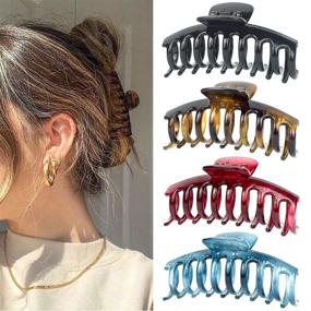 img 4 attached to 💁 4 PCS Big Hair Claw Clips for Thick Hair - Strong Hold Hair Clamps for Women & Girls