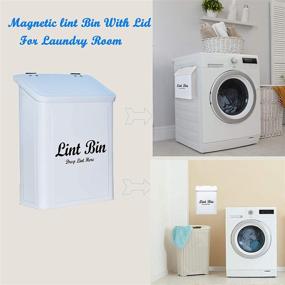 img 2 attached to 🧲 Magnetic Lint Holder Bin with Lid - Stylish Metal Laundry Lint Bin for Laundry Room Decor and Organization, Convenient Dryer Lint Disposal, Magnetic Lint Box for Laundry Room