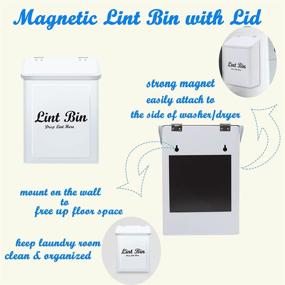 img 3 attached to 🧲 Magnetic Lint Holder Bin with Lid - Stylish Metal Laundry Lint Bin for Laundry Room Decor and Organization, Convenient Dryer Lint Disposal, Magnetic Lint Box for Laundry Room