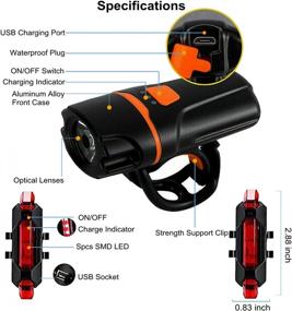 img 4 attached to 🚴 LCOZX Bike Lights: 1200 High Lumen Front and Rear Bicycle Lights – Waterproof, USB Rechargeable with 6 Modes