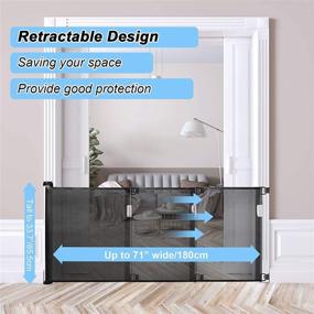 img 3 attached to 🚪 PRObebi Retractable Baby Gate: Extra Wide Mesh Safety Gate for Babies and Pets - 34" Tall, Expands up to 71" Wide - Stairs, Doorways, Indoor/Outdoor, Hallways