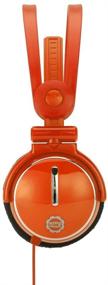 img 1 attached to 🎧 Fold-flat Travel Headphones for Kids - Vibrant Orange Design