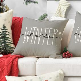 img 1 attached to 🎄 AVOIN Colorlife Merry Christmas Tree Hello Winter Throw Pillow Covers: Festive 18x18 Inch Mistletoe Pine Spruce Holiday Cushion Case Decoration Set of 4 for Sofa Couch