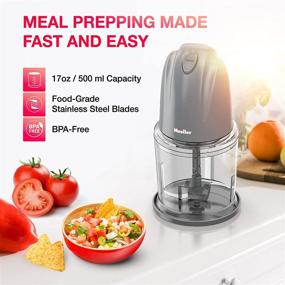 img 3 attached to 🥦 Mueller Electric Chopper Mini Food Processor - Versatile Appliance for Veggies, Fruits, Nuts, Meats, and Puree - 2 Stainless Steel Blades & Whisk Included - Gray