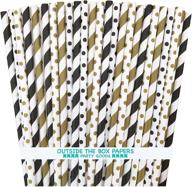 paper straws stripe inches outside household supplies logo