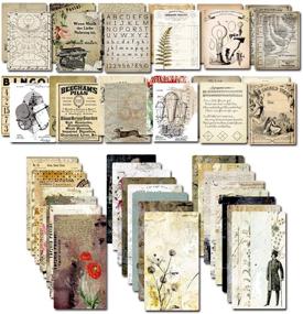 img 4 attached to 📚 Vintage Double-Sided Decoupage Paper Kit for Junk Journal TN Traveler's Notebook - CATaireen Scrapbook Supplies with Linen Paper, Bookmark Tags, Art Bullet & Ephemera Cards - 24 Sheets