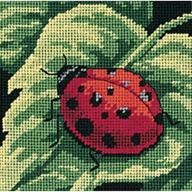 🐞 ladybug and leaf needlepoint kit - dimensions, 5'' width x 5'' height logo