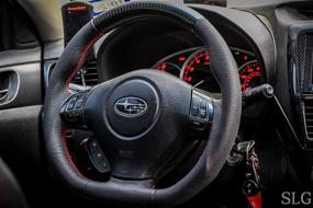 img 2 attached to 🔥 GOGOCARBON Carbon Fiber D-Shaped Steering Wheel for Subaru WRX STI 2008-2014 Models | Strong, Stylish, and Easy to Install | Perfect Fit | Size: 350mm