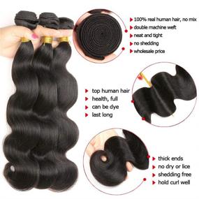 img 1 attached to 💇 Набор волос FW Hair 8A Brazilian Body Wave с закрытием (18 20 22 24+16) - 320г Набор человеческих волос с закрытием - Бразильские накладные волосы Body Wave - Натуральный цвет