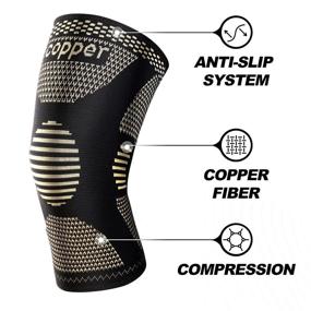 img 2 attached to 🦵 2-Pack Copper Knee Braces - Knee Brace Compression Sleeves Support for Men & Women - Medical Grade Knee Pads for Running, Meniscus Tear, ACL, Arthritis, Joint Pain Relief, and Workout