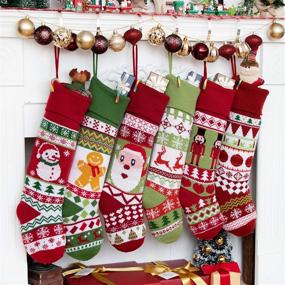 img 3 attached to 🧶 BHD BEAUTY Knitting Family Christmas Stockings for Holiday Xmas Party Decorations - 21 inches, Pack of 6