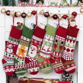 img 4 attached to 🧶 BHD BEAUTY Knitting Family Christmas Stockings for Holiday Xmas Party Decorations - 21 inches, Pack of 6