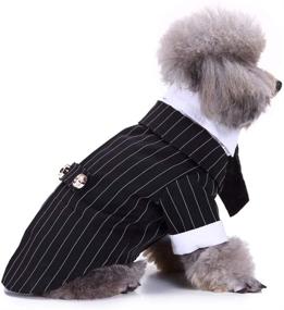 img 2 attached to 🐶 GabeFish Pets Black Wedding Jackets Suit for Dogs with Black Bow Tie - Puppy Cat Formal Clothing Shirt Tuxedo