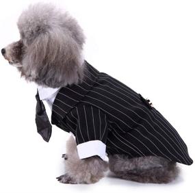 img 3 attached to 🐶 GabeFish Pets Black Wedding Jackets Suit for Dogs with Black Bow Tie - Puppy Cat Formal Clothing Shirt Tuxedo