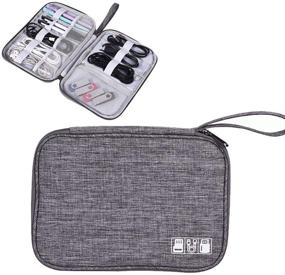 img 4 attached to 🔌 Серый электронный органайзер: компактная сумка для кабелей, USB, SD-карт, портативного зарядного устройства и наушников - водонепроницаемый чехол для хранения аксессуаров.