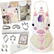 🦄 unicorn cookies baking set for girls - real baking kit gifts for kids ages 4-8 years old, including unicorn apron, unicorn theme cookie cutters, piping bags and tips, and cookie dough roller logo