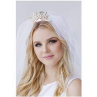 👰 aukmla bachelorette party bridal crown with veil for women and girls - white headband, perfect for bride to be, bridal shower, wedding - gold logo