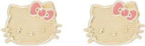 img 4 attached to 🎀 Premium Hello Kitty 10k Yellow Gold Stud Earrings with Pink Bow