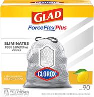 🗑️ glad 13 gallon forceflex plus trash bags with clorox, 90 count – lemon fresh bleach scent logo
