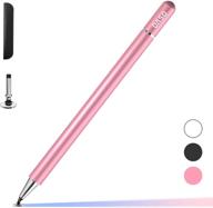 🖊️ capacitive disc stylus pen for samsung tablet and apple ipad pro/ipad 6/7/8th/iphone, samsung galaxy tab a7/s7, chromebook and nintendo switch - pink logo