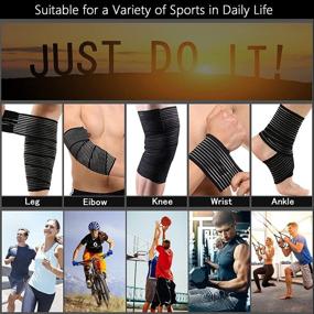 img 3 attached to 🏋️ 2 Pack Sports Knee Wraps: Advanced Elastic Knee Brace Compression Bandage for Cross Training, Gym Workout, Weightlifting, Fitness & Powerlifting - Ultimate Support Wrap