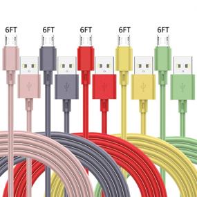 img 3 attached to 🔌 ZUPIHOW 6FT 5пач Micro USB кабель - Быстрая зарядка Андроид зарядное устройство для Samsung, LG, Nokia, Sony - Длинный и прочный кабель зарядного устройства для Android-телефона