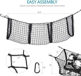 img 1 attached to 🚗 Эффективный органайзер багажника: MICTUNING 3 кармана сетка для хранения с бесплатными металлическими карабинами - идеально подходит для автомобилей, внедорожников и пикапов.