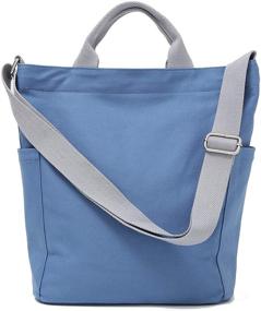 img 4 attached to Jeelow Canvas Tote Double Handles Women's Handbags & Wallets and Shoulder Bags