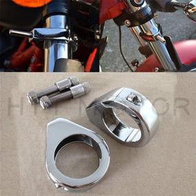 img 3 attached to 🔧 HTTMT MT299-001-CD Хромированные зажимы указателей поворота для Harley Softail: Совместимы с кронштейном для установки на вилке диаметром 41 мм.