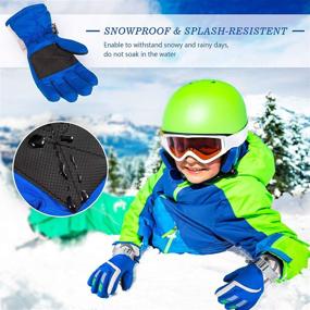 img 1 attached to 🧤 Children's Windproof Full Finger Snow Gloves - Warm Winter Ski Gloves for Boys and Girls (Red, Blue, Rose Red, Purple, 4 Pairs)