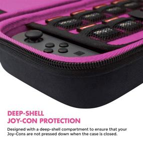 img 1 attached to TAKECASE Carrying Case for Nintendo Switch and New OLED - Protective Hard Case with Adapter/Charger Pouch, Accessories, 19 Game Storage - Travel-Friendly - Pink/Black