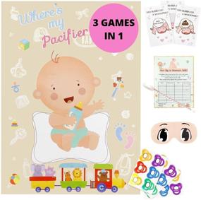img 4 attached to Gerry's-3 Best Selling Baby Shower Games: Did Baby Poop Scratch Off, Pin The Pacifier & Tummy Tape Game – Money Saving Games for Boys and Girls