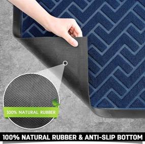 img 2 attached to 🚪 Heavy Duty Rubber Doormat: Anti-Slip, Indoor Outdoor, Navy Blue - 17"x29" Size