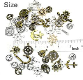 img 1 attached to ⚓ Nautical Anchor Rudder Helm Compass Charms: 100g Mixed Ship Anchor Wheel Pendants for DIY Jewelry Making