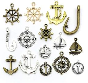 img 3 attached to ⚓ Nautical Anchor Rudder Helm Compass Charms: 100g Mixed Ship Anchor Wheel Pendants for DIY Jewelry Making