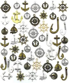 img 4 attached to ⚓ Nautical Anchor Rudder Helm Compass Charms: 100g Mixed Ship Anchor Wheel Pendants for DIY Jewelry Making